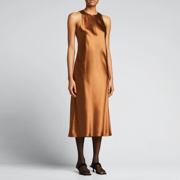 Tibi Heavy Satin Midi Bias Dress in Bronze, size 00 - Picture 1 of 14
